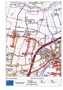 Broughton Parish Boundary from map supplied by NYCC Highways
